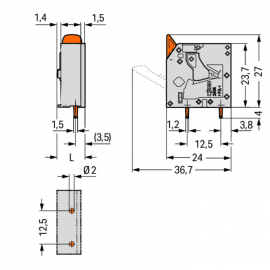 WAGO | 2606-3101 | PCB TERMINAL BLOCK; LEVER; 6 MM²; PIN SPA