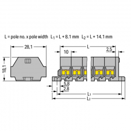 WAGO | 261-202 | 4-CONDUCTOR TERMINAL STRIP; 2-POLE; WITHOUT