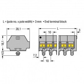 WAGO | 261-252 | 4-CONDUCTOR TERMINAL STRIP; 2-POLE; WITHOUT