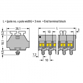 WAGO | 261-252/342-000 | 4-CONDUCTOR TERMINAL STRIP; 2-POLE;