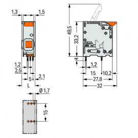 WAGO | 2616-1101 | PCB TERMINAL BLOCK; LEVER; 16 MM²; PIN SP