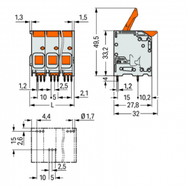 WAGO | 2616-1102/020-000 | PCB TERMINAL BLOCK; LEVER; 16 MM²