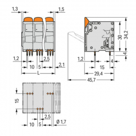 WAGO | 2616-3102/020-000 | PCB TERMINAL BLOCK; LEVER; 16 MM²