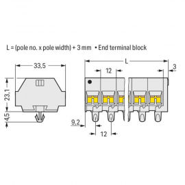 WAGO | 262-282 | 4-CONDUCTOR TERMINAL STRIP; SUITABLE FOR EX