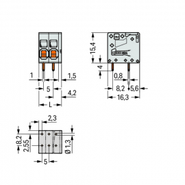 WAGO | 2624-1102 | PCB TERMINAL BLOCK; 4 MM²; PIN SPACING 5