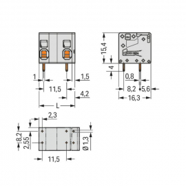 WAGO | 2624-1502 | PCB TERMINAL BLOCK; 4 MM²; PIN SPACING 11