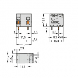 WAGO | 2624-1503 | PCB TERMINAL BLOCK; 4 MM²; PIN SPACING 11