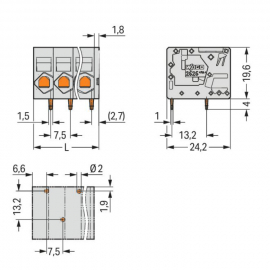 WAGO | 2626-1111/020-000 | PCB TERMINAL BLOCK; 6 MM²; PIN SP