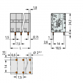 WAGO | 2626-3102 | PCB TERMINAL BLOCK; 6 MM²; PIN SPACING 7.