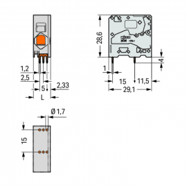 WAGO | 2636-1101 | PCB TERMINAL BLOCK; 16 MM²; PIN SPACING 1