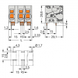 WAGO | 2636-1352 | PCB TERMINAL BLOCK; 16 MM²; PIN SPACING 1