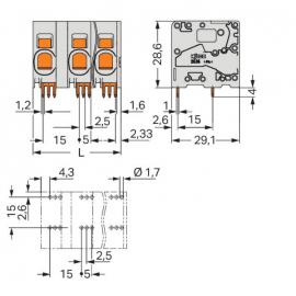 WAGO | 2636-1354 | PCB TERMINAL BLOCK; 16 MM²; PIN SPACING 1