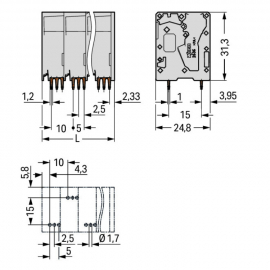 WAGO | 2636-3103/010-000 | PCB TERMINAL BLOCK 16 MM² PIN SPA