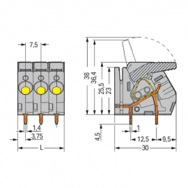 WAGO | 2706-152 | PCB TERMINAL BLOCK; LEVER; 6 MM²; PIN SPAC