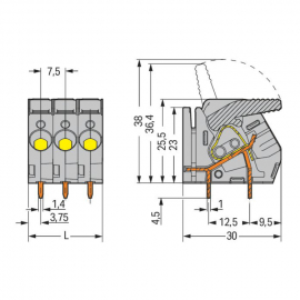 WAGO | 2706-154 | PCB TERMINAL BLOCK; LEVER; 6 MM²; PIN SPAC