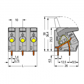 WAGO | 2706-204 | PCB TERMINAL BLOCK; LEVER; 6 MM²; PIN SPAC