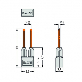 WAGO | 2734-402 | JUMPER FOR CONDUCTOR ENTRY,  LIGHT GRAY