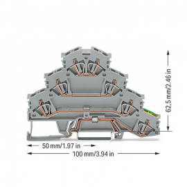 WAGO | 281-530 | QUADRUPLE-DECK RAIL-MOUNTED TERMINAL BLOCK;