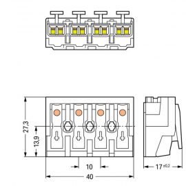 WAGO | 294-4004 | LIGHTING CONNECTOR; PUSH-BUTTON, EXTERNAL;