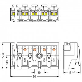 WAGO | 294-4006 | LIGHTING CONNECTOR; PUSH-BUTTON, EXTERNAL;