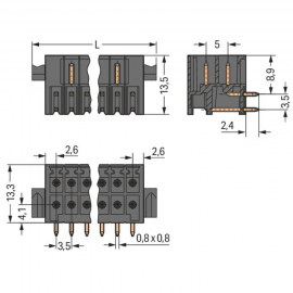 WAGO | 713-1423/116-000/997-405 | THR MALE HEADER, 2-ROW; 0.