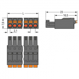 WAGO | 714-102/000-047 | 1-CONDUCTOR FEMALE PLUG; PUSH-BUTTO