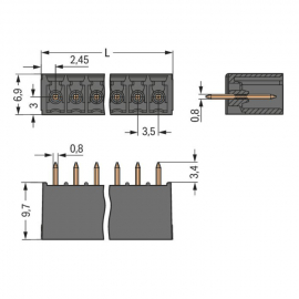 WAGO | 714-132 | THT MALE HEADER; 0.8 X 0.8 MM SOLDER PIN; S