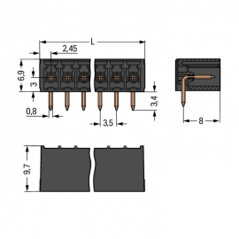 WAGO | 714-162 | THT MALE HEADER; 0.8 X 0.8 MM SOLDER PIN; A