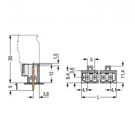 WAGO | 721-132/001-000 | THT MALE HEADER; 1.0 X 1.0 MM SOLDE