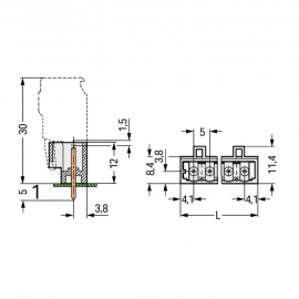 WAGO | 721-133/001-040 | THT MALE HEADER; 1.0 X 1.0 MM SOLDE