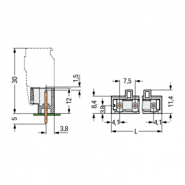 WAGO | 721-233/001-040 | THT MALE HEADER; 1.0 X 1.0 MM SOLDE