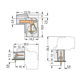 WAGO | 722-102/026-000 | 1-CONDUCTOR FEMALE PLUG; ANGLED; 10