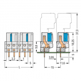 WAGO | 722-132 | THT FEMALE HEADER; 0.6 X 1.0 MM SOLDER PIN;