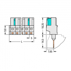 WAGO | 722-132/005-000 | FEMALE CONNECTOR FOR RAIL-MOUNT TER