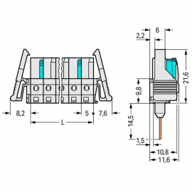 WAGO | 722-132/005-000/039-000 | FEMALE CONNECTOR FOR RAIL-M