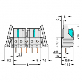 WAGO | 722-132/039-000 | THT FEMALE HEADER; 0.6 X 1.0 MM SOL