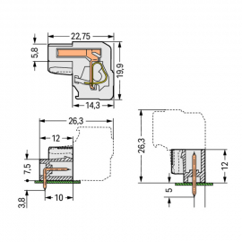 WAGO | 722-202/026-000 | 1-CONDUCTOR FEMALE PLUG; ANGLED; 10