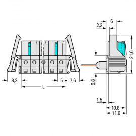 WAGO | 722-232/005-000/039-000 | FEMALE CONNECTOR FOR RAIL-M