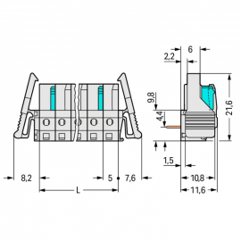 WAGO | 722-234/039-000 | THT FEMALE HEADER; 0.6 X 1.0 MM SOL