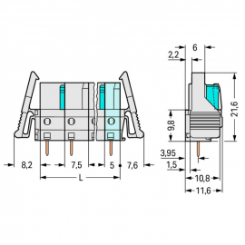 WAGO | 722-733/039-000 | THT FEMALE HEADER; 0.6 X 1.0 MM SOL