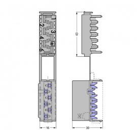 WAGO | 730-106 | SOCKET 6-POLE, GRAY
