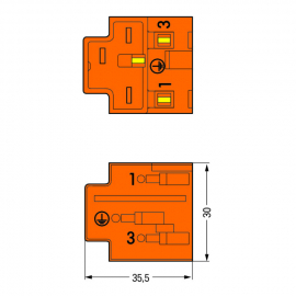 WAGO | 730-113 | MALE CONNECTOR 3-POLE, ORANGE