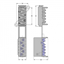 WAGO | 730-126 | SOCKET WITH FIXING FLANGES 6-POLE, GRAY