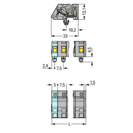 WAGO | 731-532/008-000 | 1-CONDUCTOR FEMALE PLUG; ANGLED; SN