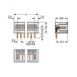 WAGO | 733-362 | THT MALE HEADER; 0.8 X 0.8 MM SOLDER PIN; A