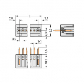 WAGO | 734-132 | THT MALE HEADER; 1.0 X 1.0 MM SOLDER PIN; S