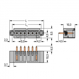 WAGO | 734-134/108-000 | THT MALE HEADER; 1.0 X 1.0 MM SOLDE