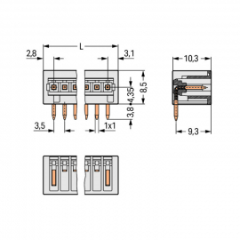 WAGO | 734-162 | THT MALE HEADER; 1.0 X 1.0 MM SOLDER PIN; A