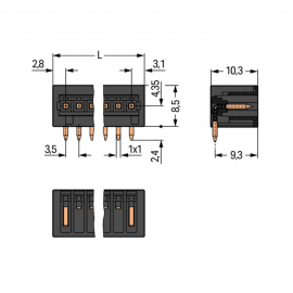 WAGO | 734-162/105-604 | THR MALE HEADER; 1.0 X 1.0 MM SOLDE