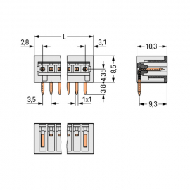 WAGO | 734-163 | THT MALE HEADER; 1.0 X 1.0 MM SOLDER PIN; A